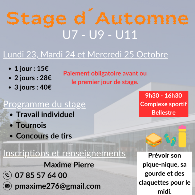 Stage d'Automne U7 - U9 - U11
