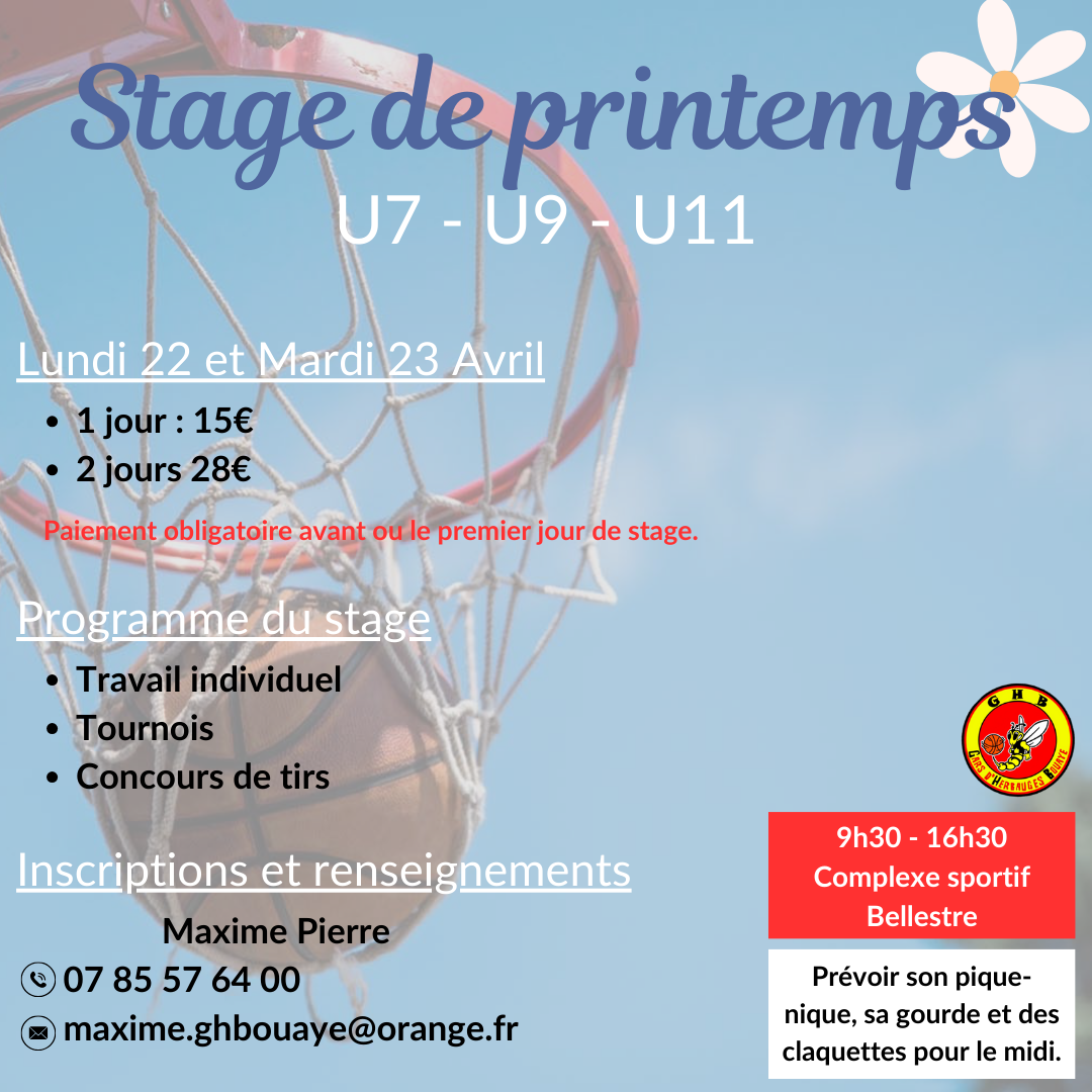 Stage de Printemps U7-U9-U11 !