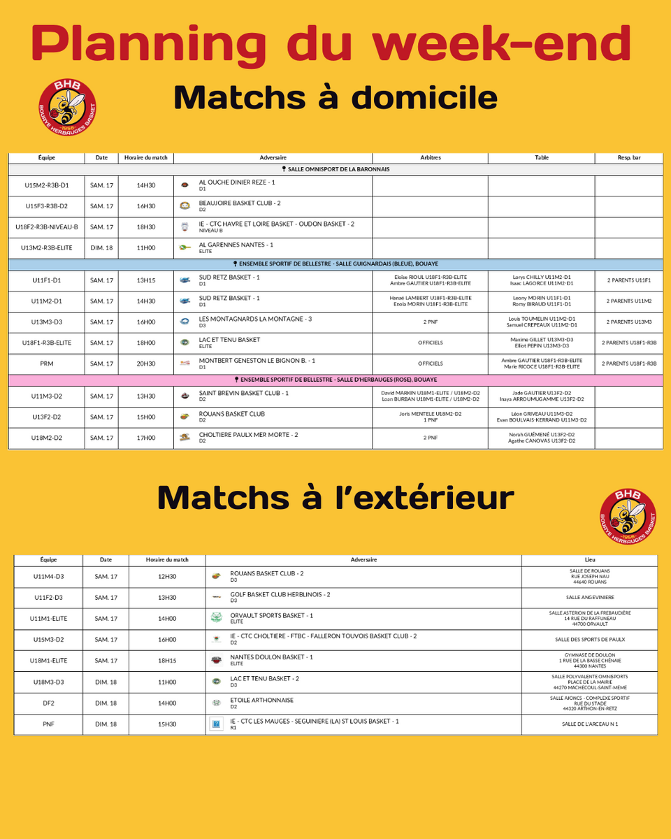 Planning du weekend