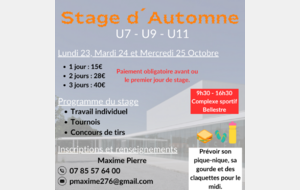 Stage d'Automne U7 - U9 - U11