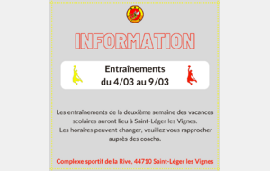 Entraînements du 4 au 9 Mars