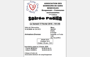Association Donneurs de sang Bouguenais - Soirée Paëlla - 