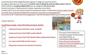 Stage Avril - Inscription U9-U11-U13