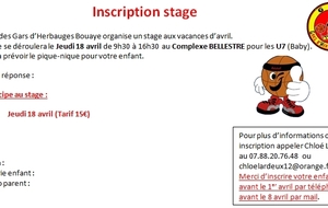 Stage Avril - Inscription U7 (baby)