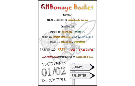 Matchs à l'affiche ce Weekend