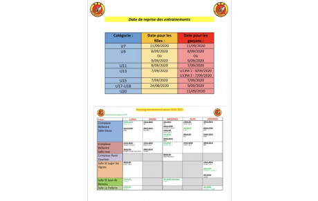 Date de reprise des entrainements jeunes