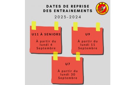 Dates de reprise des entraînements