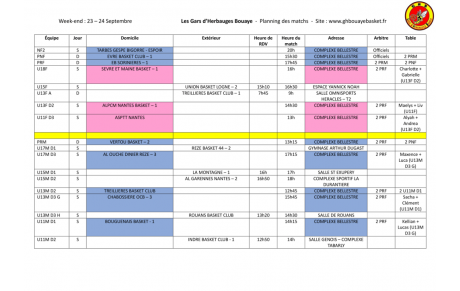 Planning du week-end
