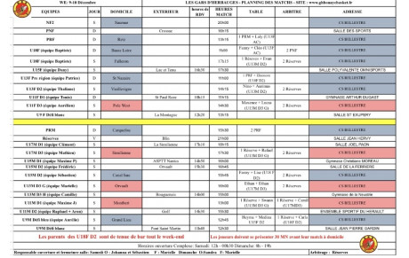 Planning 8-9 Décembre