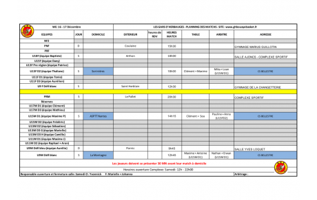 Planning 16-17 Décembre