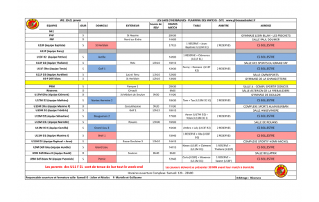 Planning 20/21 Janvier !