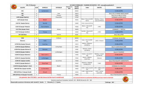 Planning du week-end !