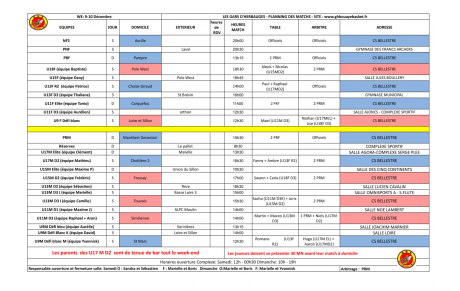 Planning du week-end !