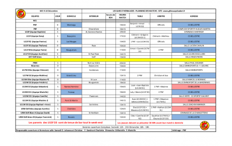 Planning 17-18 Février !