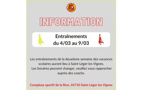 Entraînements du 4 au 9 Mars
