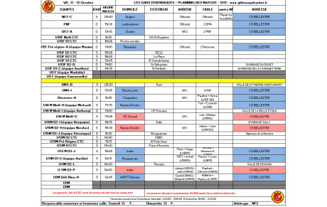 Planning du weekend